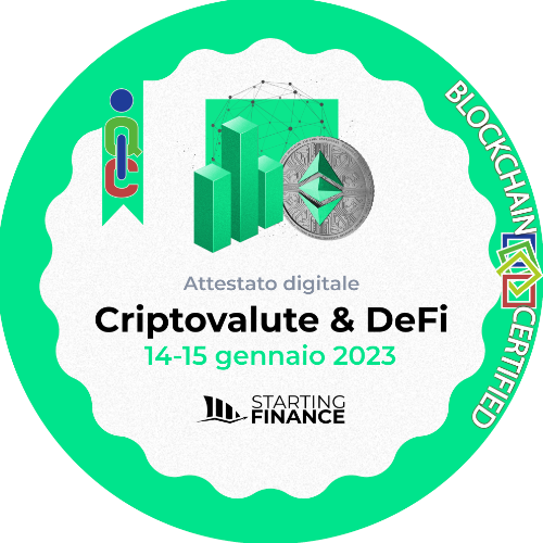 Masterclass Criptovalute & DeFi | Starter | Streaming | 14-15 gennaio 2023